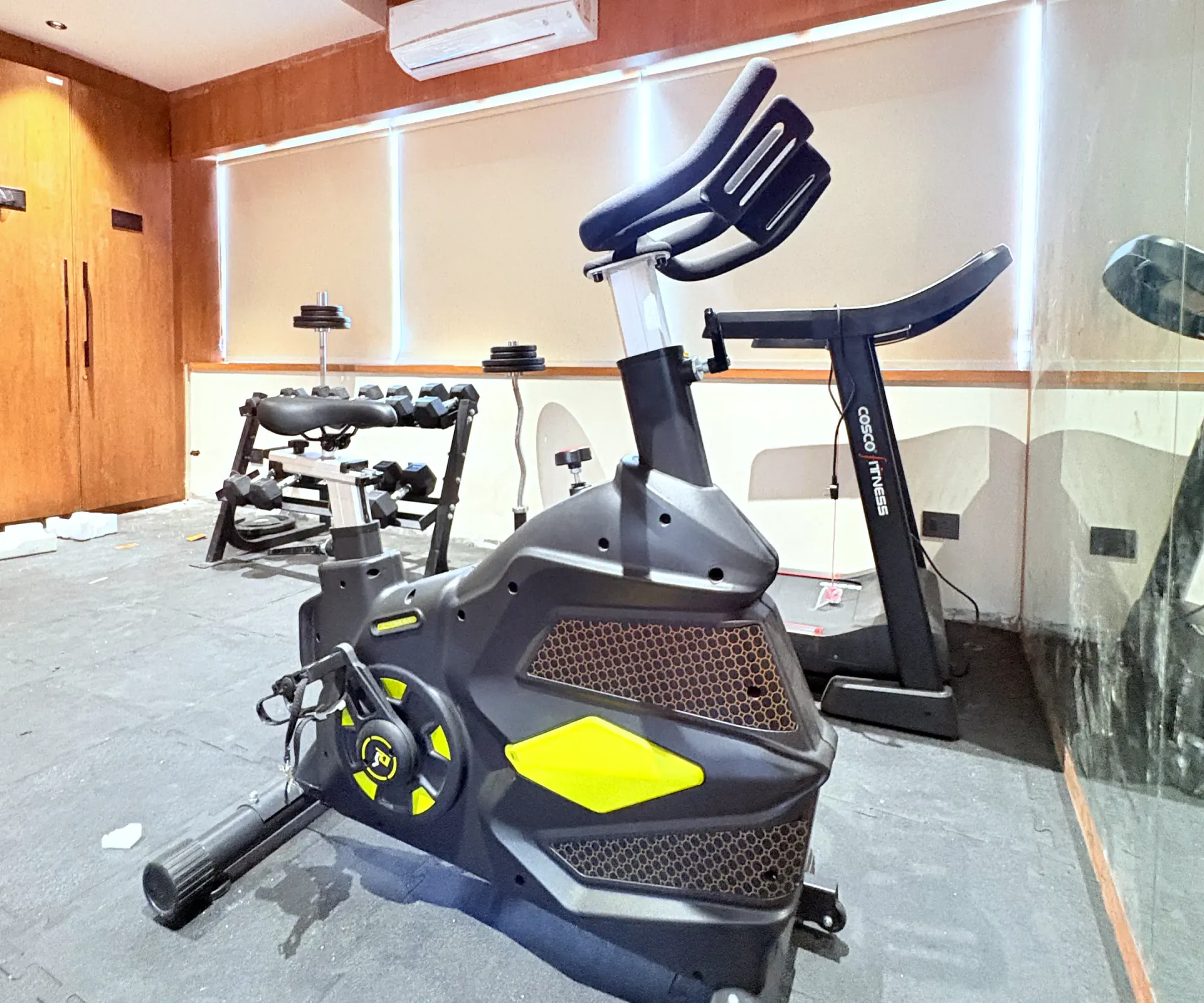 Cardio equipment and free weights in the fitness centre